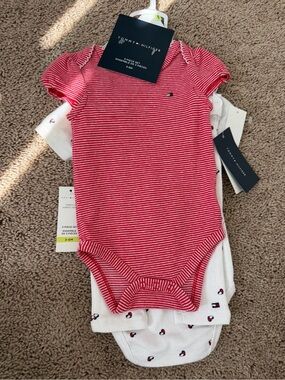 Tommy Hilfiger Red & White Stripe Baby 3 piece set